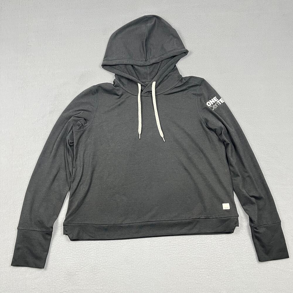Vuori *Logo* Halo Essential Hoodie Black Charcoal Heather DreamKnit Women's M